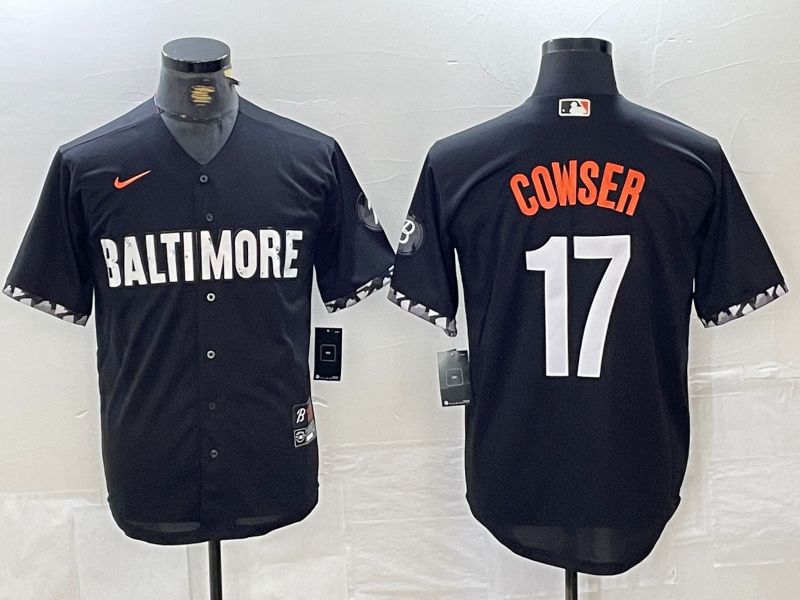 Men Baltimore Orioles 17 Cowser Black City Edition Nike 2024 MLB Jersey style 3